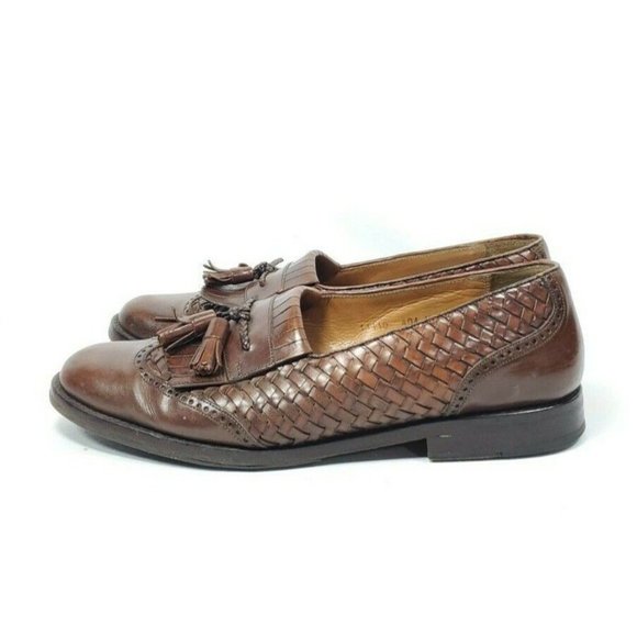 Mezlan Alicante Kiltie Tassel Woven Loafers Men's Size 9 Brown Leather - Picture 5 of 8